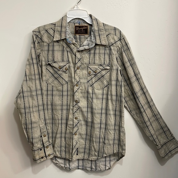 Wrangler Retro Cotton Plaid Pearl Snap Shirt, Men's‎ Medium - Picture 1 of 8